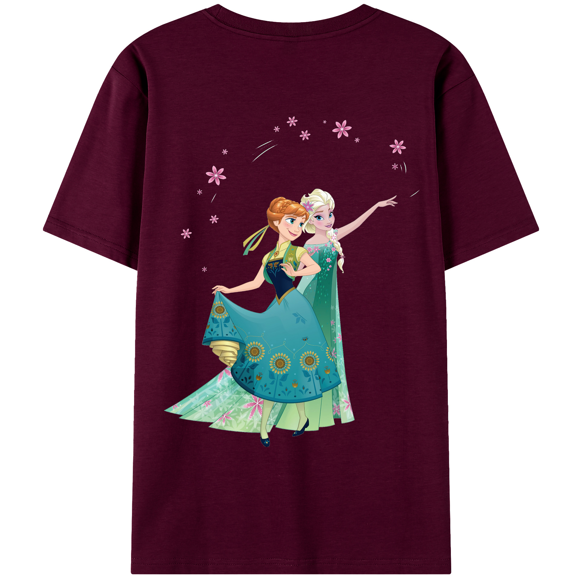 （画像用） アナと雪の女王 アンナ エルサ Frozen Anna Elsa レディース半袖Tシャツ(バックプリント)